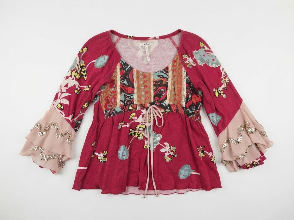 Vintage Y2K Fifi Collection S Boho Flutter Fairy Top Whimsygoth Ren Faire Floral